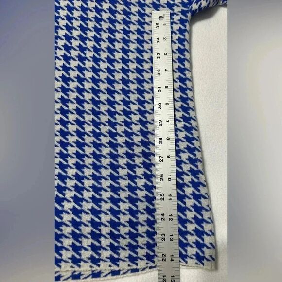 Kier + J 100% Cashmere Sweater | Blue and White Houndsthooth print | Size xl - Picture 7 of 11